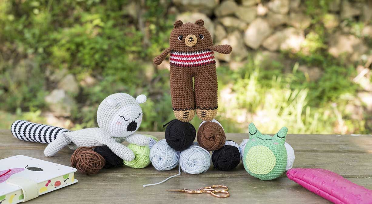 rana, oso y lemur amigurumi