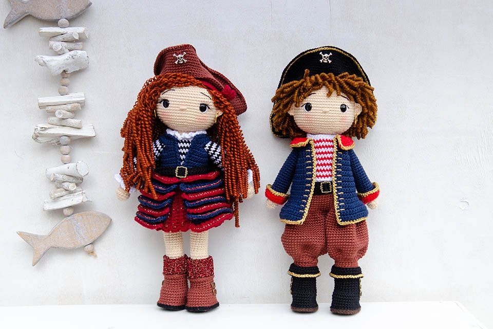 Patrón Hermanos Pirata Jack y Rose amigurumi